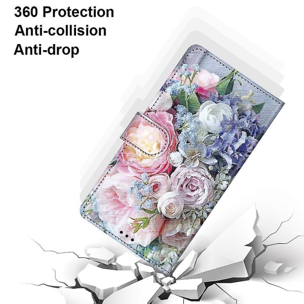 Ny veske som er kompatibel med Samsung Galaxy A21s kreativt mønster Tui magnetkortholder lommebok - bukett