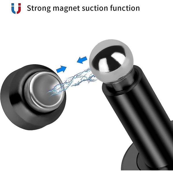 Justerbar magnetisk dörrstopp, magnetisk dörrstopp, 304 rostfritt stål dörrhållare med vägg- och golvmontering (svart)