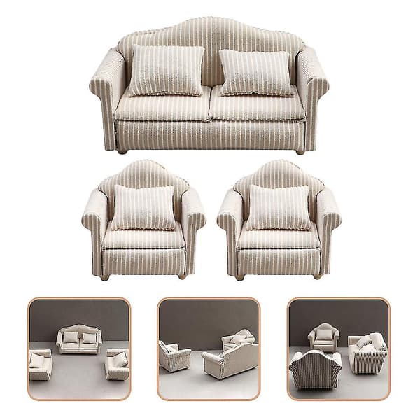3 stk. sofa miniature sofa model dukkehus møbler sofa miniature sofa model miniature sofa pude