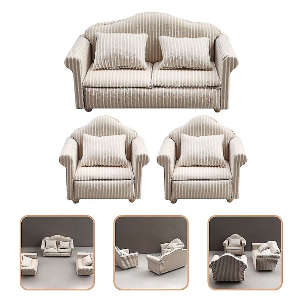 3 stk Sofa Sofa Miniatyr Sofa Modell Dukker Husmøbler Sofa Miniatyr Sofa Modell Miniatyr Sofa Pute