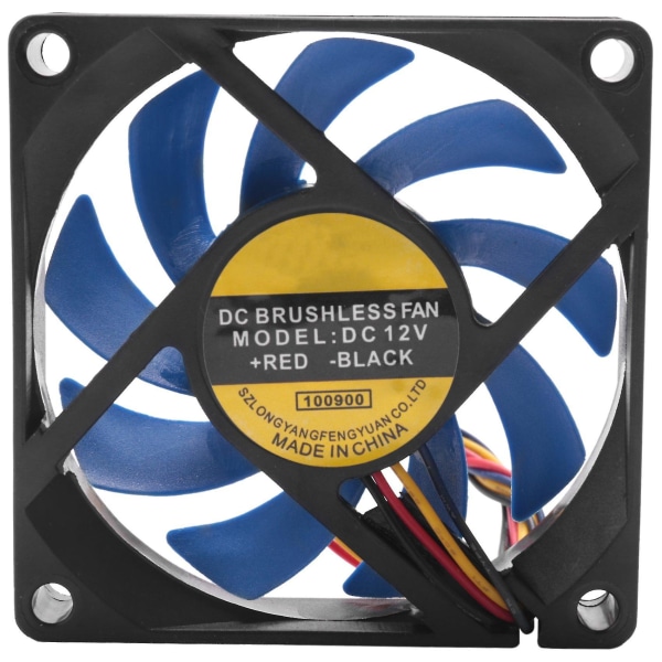 12v Dc 32 70mm 4-benet computertaske Cfm Pwm Cpu Pc Fan Blå & Sort