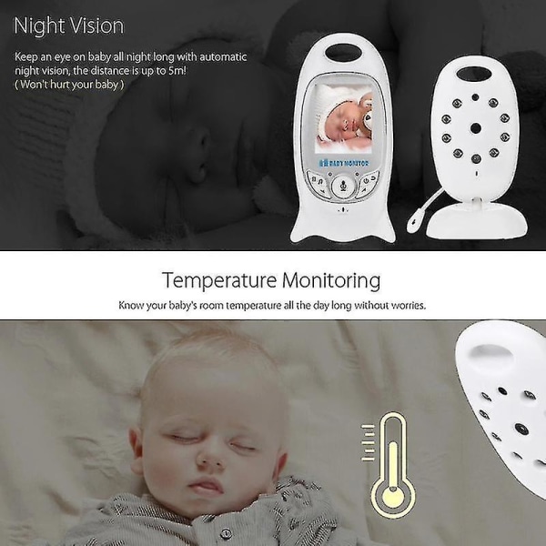 2 Display Video Baby Monitor med kamera och ljudfjärrkontroll Wide View Two Way Audio Talk Infrared Night Vision 8 vaggvisor