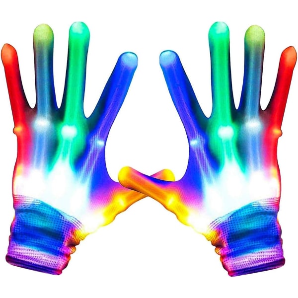 Led-handsker, lysende handsker Glødende skelethandsker 5 farver 6 tilstande blinkende, Halloween julefødselsdag Cosplay Festival Festgave, bedste gaver Fo