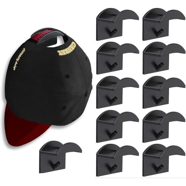10 Stk Hat Hanger Organizer, Cap Organizer Væg Baseball Cap Holder, Hvid