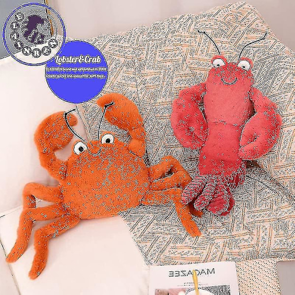 Plush Krabbe Kælepude Blød Fyldt Havdyr Krabbe Legetøj Kælelig Rød Krabbe Sød Plushie 11.8\"