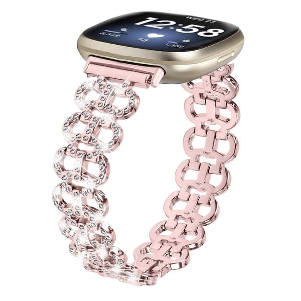Fitbit Versa 3/Sense -älykellon ranneke, metalliseos, strassikivillä