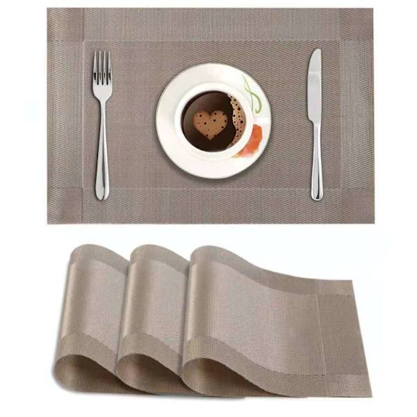Alusmattosetti 8 kpl PVC-pöytäalustat pestävät lämmönkestävät liukumattomat lämmöneristys keittiölle ja ruokailutilaan 45CM x 30CM harmaa gray