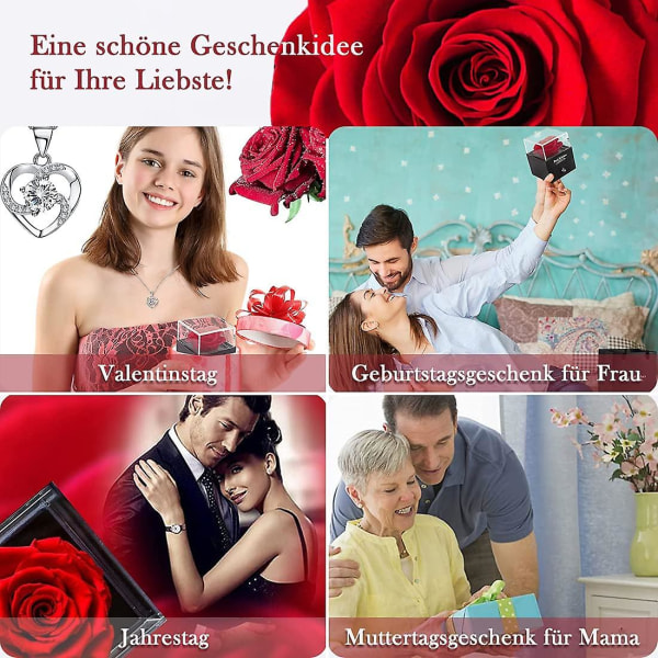 Eternal Real Rose, Infinity Roses, Smykkegaveeske, Bursdag, Valentinsdag, Bryllupsdagsgaver