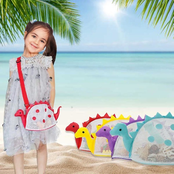 Cartoon Dinosaur Beach Toy Mesh Bag for Barn Bærbar Shell samleveske