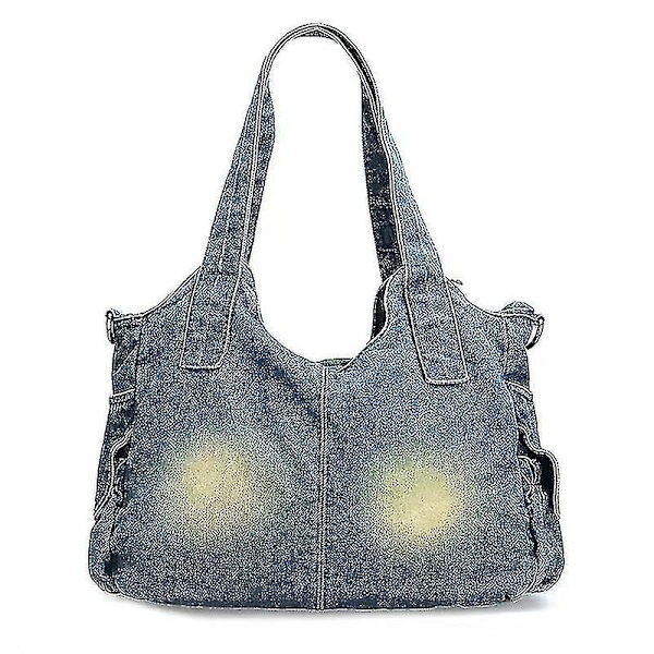 Denim Handväska Stor Kapacitet Dam Jeansväska Dragkedjefickor Dec Denim Väska Tao