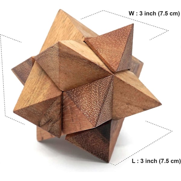 Voksne Spil Gaver Træ Stjerne Cube Puslespil Hjernetrim af Logikspil til Børn og Teenagere til Udfordrende Puslespil