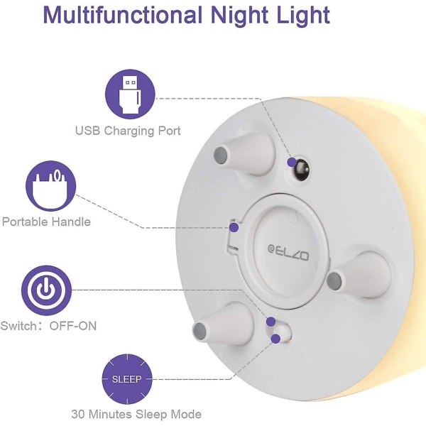 Led Natlampe, Bærbar Genopladelig Sengelampe 4 Modes Touch Control Natlampe Med 7 Rgb farver & Dæmpbar Lyst Varmt Lys Lampe Til Soveværelser,