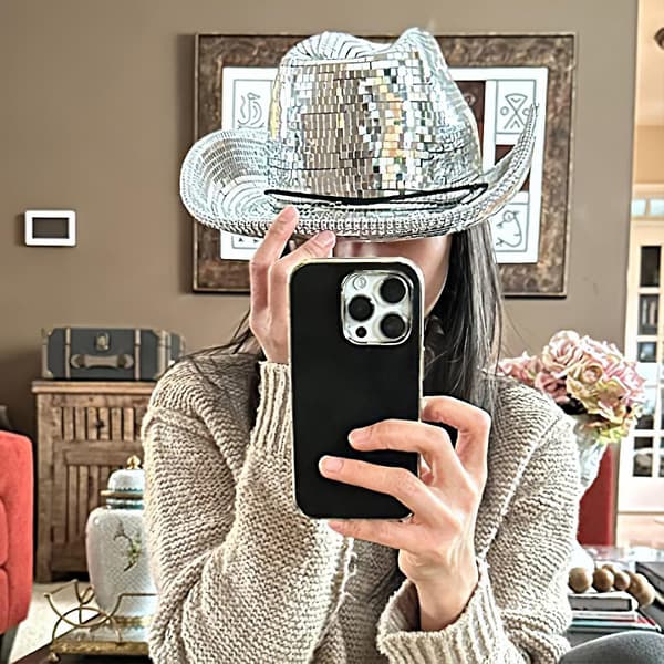 Discokugle Cowboyhat, Spejlkugle Cowboyhat, Hat til Polterabend