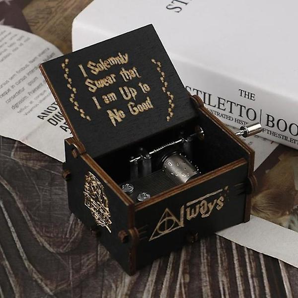 Harry Potter Speldosa Magisk Skola Handvev Musiklåda Leksak black 1pc