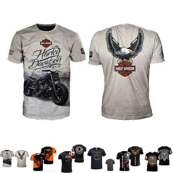 Harley Davidson Motorcykel T-shirt - Herr - Sommar - Casual - Kortärmad - Topp E E E 2XL