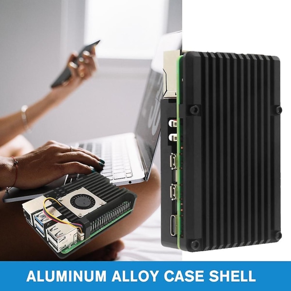 Raspberry Pi 5 Aluminiumlegering Skal med Radialfläkt för Raspberry