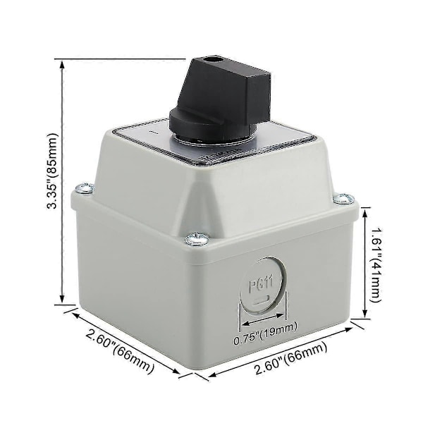 Universal Rotationsomkopplare SZW26-20/D202.2D med Master Switch Ytterlåda 660V 20A 3 Positioner 2 Fas