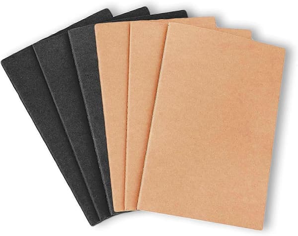 6 stk. A5 Notesblok, A5 Papir Notesbog, Klassisk Notesbog, Studenter Notesbog (Brun og Sort)