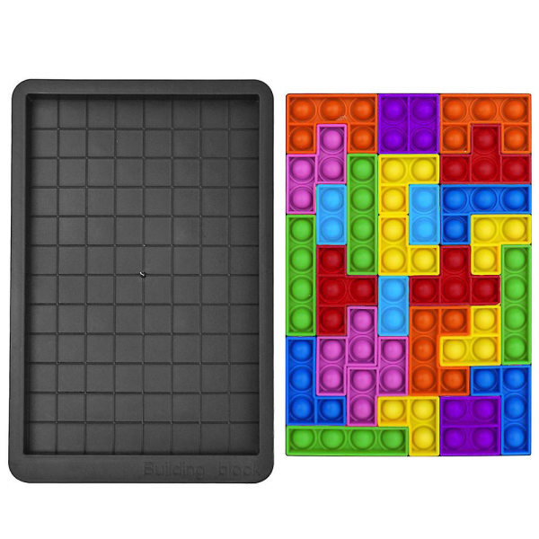 2 i 1 Push Pop It Bubble Jigsaw Pusle Småbarn Tetris Byggeklods Brætspil Børn Angst Relief Fidget Sanselegetøj Gave