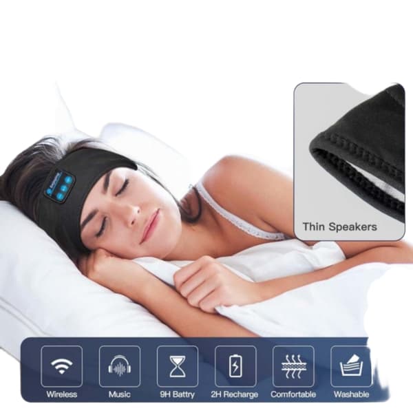 Sovhörlurar med pannband och Bluetooth, en storlek black