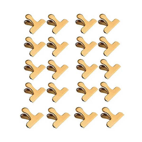 20 stk. poseklemmer, 7,6 cm kraftige poseklemmer i rustfrit stål til køkken og kontor