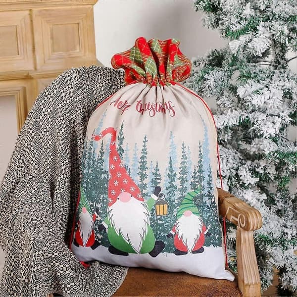 Julfest Gnome Mönster Presentpåse Julväskor Julväskor För Presenter Julgran Mönster Presentpåse 70X49 CM