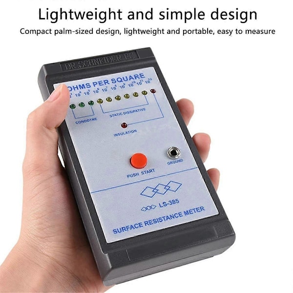 -385 LED Display Overflademodstandstester Anti-statisk Test Induktions Ohm Meter Modstandstest med LED-indikator Gray