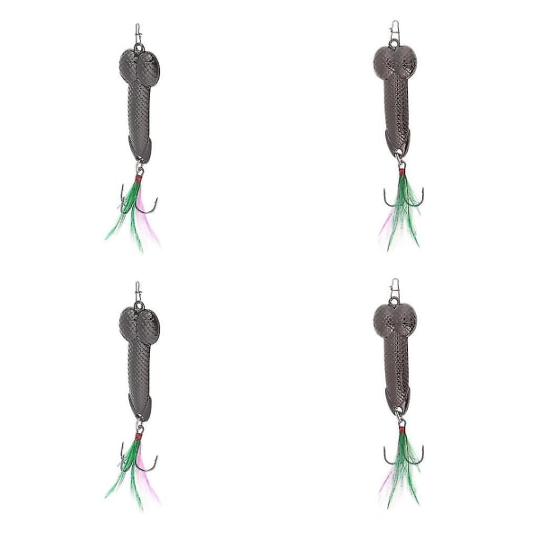 4 Pieces Fishing Lures Tackle Hook Dick Spinner Spoon Pike Vib Wobble Tackle