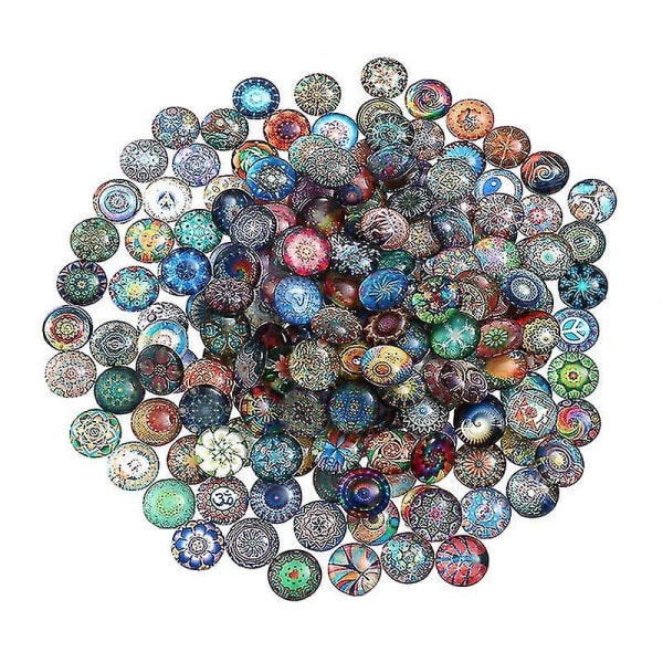 100 kpl 12 mm sekoitettu pyöreä mosaiikkilaatat askarteluihin Lasimosaiikkitarvikkeet korujen valmistukseen