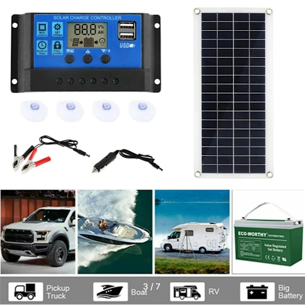 300w 12v Solpanel Kit Batterioplader 300 Watt 12 Volt Off Grid System Med 60a Controller