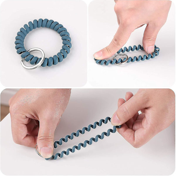 6 stk. Elastisk Armbånd Nøkkelring Håndleddsnøkkelkjede, Fjær Fleksibel Spiral Håndleddsspole Armbånd Nøkkelholder Nøkkelring For Sa