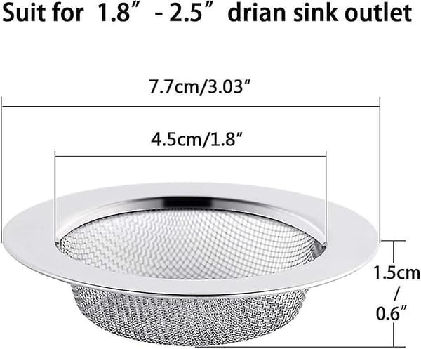 2st diskbänkssil i rostfritt stål, 7,5 cm avloppssil, diskbänkssil, diskbänkssil, diskbänkssil