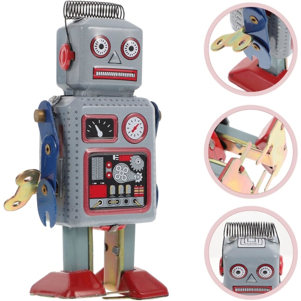 Wind Up Robot Leksak Clockwork Plåt Robot Vintage Wind Up Walking Robot Metall Plåtleksak för fotografi rekvisita Party Favors Collection