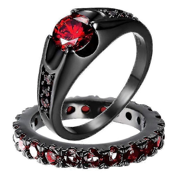 Mote Svart Wolfram Bryllup Keltisk Drage Ring Med Grønn/rød Zirkonia Punk Herre Rustfritt Stål Karbonfiber Par Ring Red Men 6