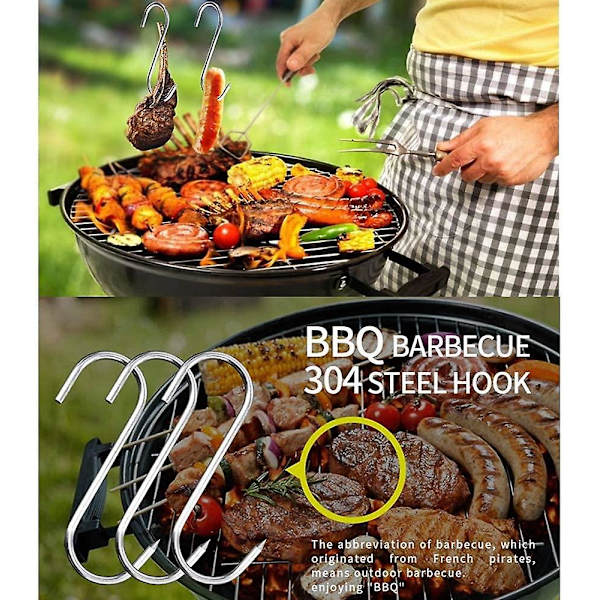 Kødkroge, 10 stk. slagterkroge i rustfrit stål 15cm