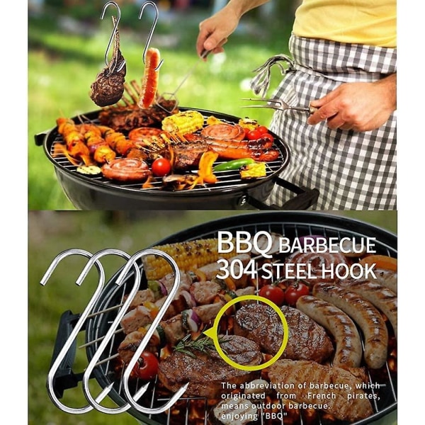 Kødkroge, 10 stk. slagterkroge i rustfrit stål 18cm