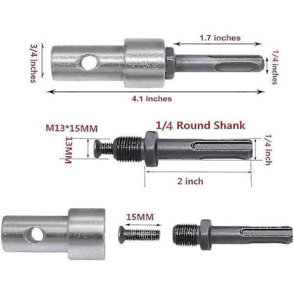 Elektrisk boradapter for trådløs drill og trådløs drill, Sds Plus til 0,5\" gjenge (m13 x 15mm) rund skaft for slagdriver