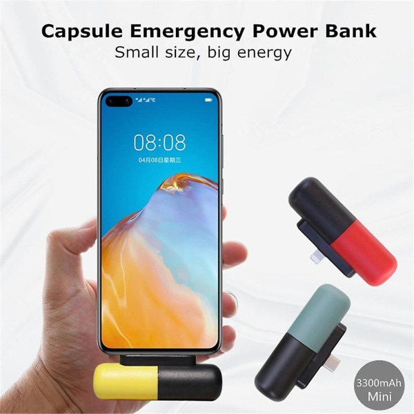 Capsule Power Bank Ultratynn Mini Compact trådløs bærbar Android 3300mAh