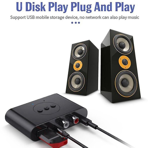 Hurtig levering Bluetooth 5.2 Audio Receiver Nfc Usb Flash Drive Rca 3.5mm Aux Usb Stereo Musik trådløs Adapter Wi
