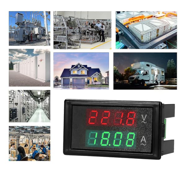 AC 80-300V 100A Digital Voltmeter Amperemeter Ampere Tester Måler Grøn Rød LED Amp Dobbelt Display AC Panel Strømmåler Tester Med Strømtransformator