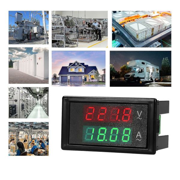 AC 80-300V 100A Digital Voltmeter Amperemeter Ampere Tester Mätare Grön Röd LED Amp Dubbel Display AC Panel Strömmätare Tester Med Strömtransformator