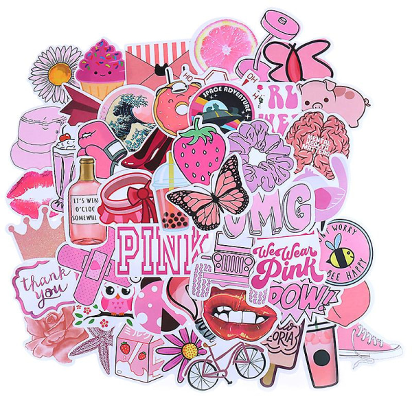 50st tecknade rosa flickor klistermärken gör-det-själv resväska Laptop Gitarr Cykel Bil Dekaler