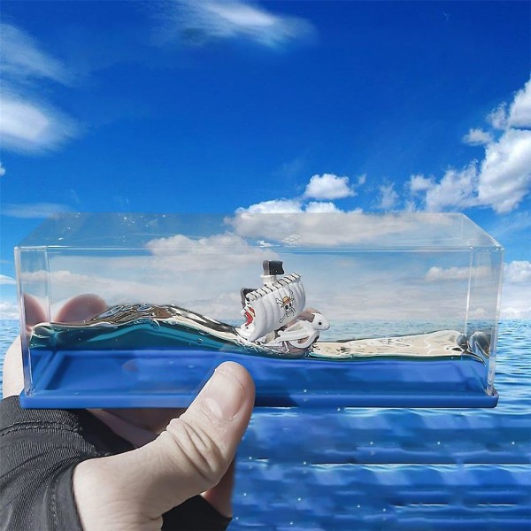Anime One Piece Going Merry Cruise Ship Model Liquid Wave Osänkbar Båt Leksak Hem Skrivbord Dekorationer Fläktar Presenter