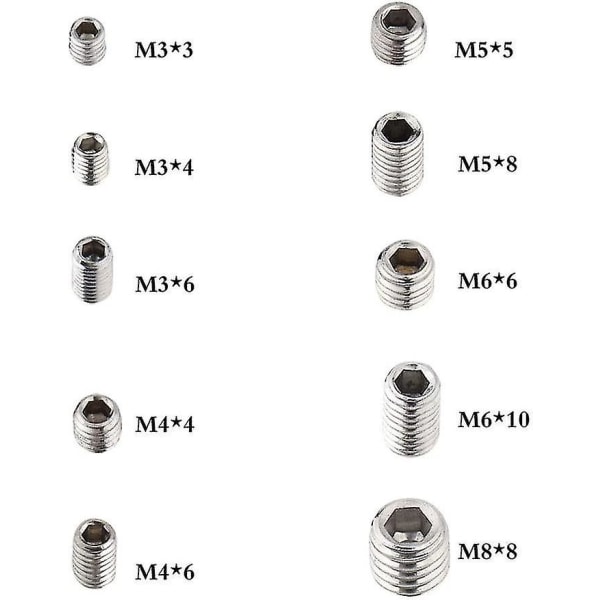 M3 M4 M5 M6 M8 set ruuvit 200 kpl, set erilaisia ​​set , ruostumaton teräs set