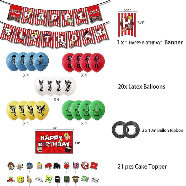 Roblox Speltema Födelsedagsfest Paljettballong Dragflagga Set