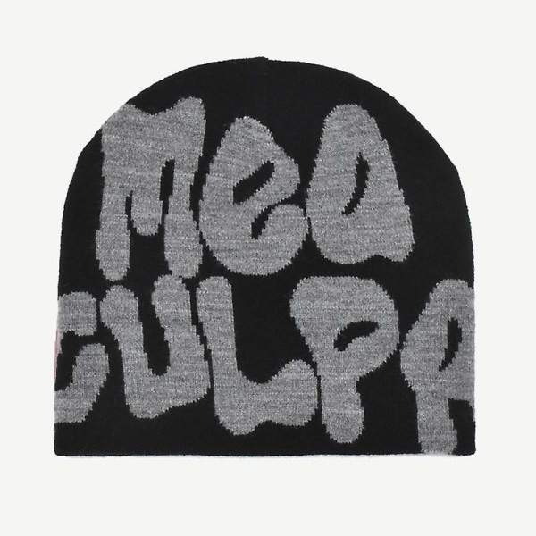 2023 Ny Strikkede Beanies Huer Menn Kvinner Paragraf Kvalitet Caps Mea Culpa Y2k Varme Mote Hundre Ta Kald Huer For Kvinner Huer Black Grey