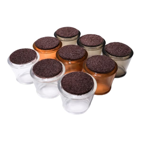 Möbeltassar / skydd för möbelben 16-pack Transparent+Brun S