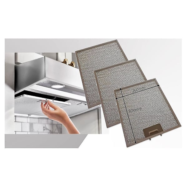 3 stk. Belling Universal 320 x 260 mm Metal Kogepladeemhætte Fedtfilter