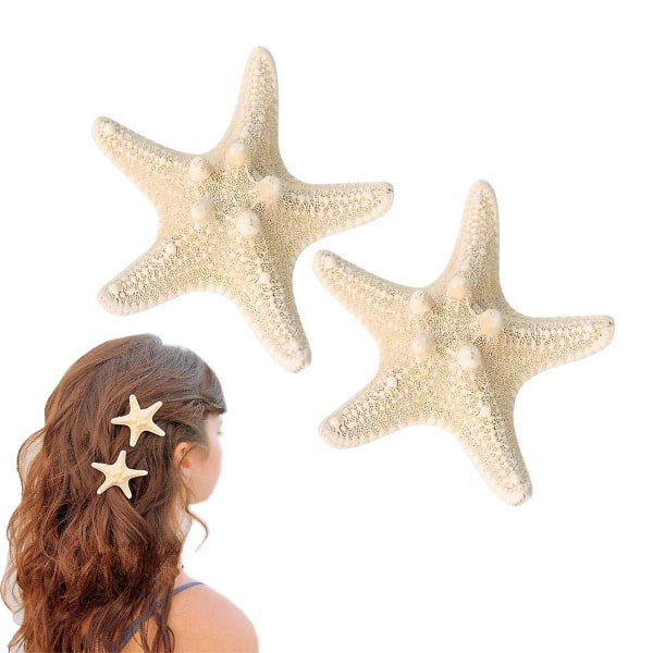 2 st Sjöstjärna Hårklämma Resin Beach Sea Star Hårnålar Mermaid Hårklämmor Tillbehör för kvinnor och flickor