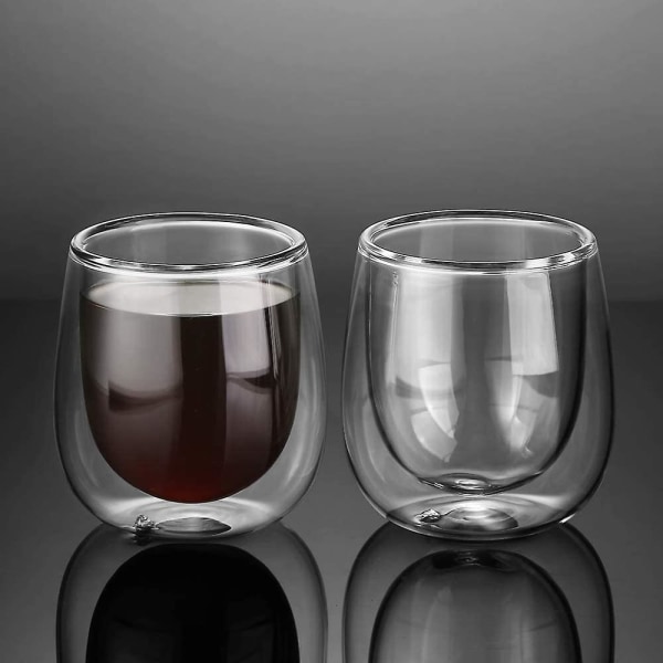 Dubbelväggig espresso kaffeglas koppar glas Borosilikat glas för te Dessert 120ml Set med 4
